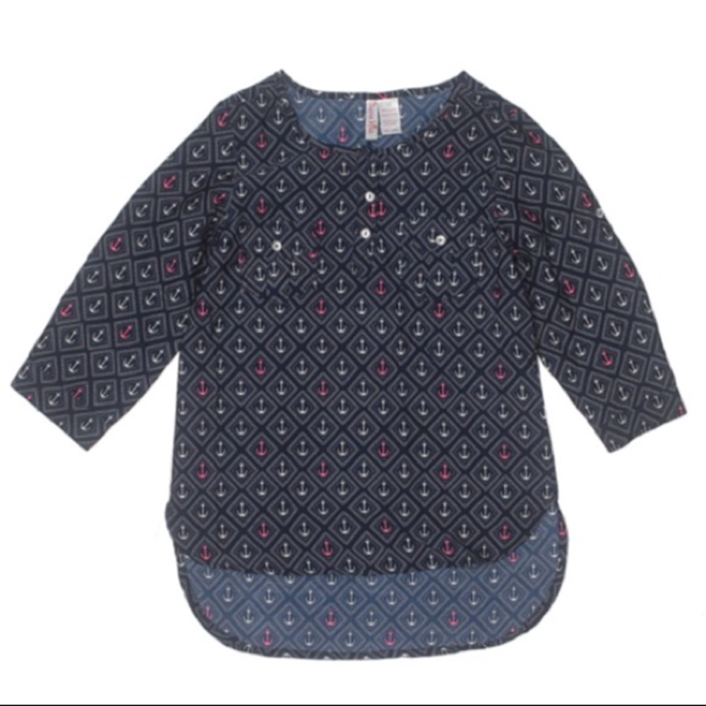 Japna Girls Anchor Print 3/4 sleeve top sz 8